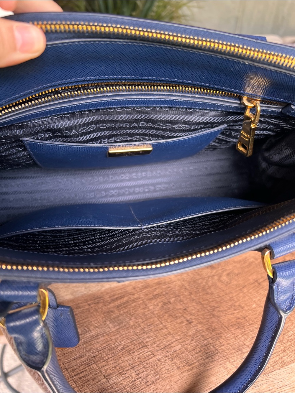 Prada Bluette Blue Saffiano Lux Leather Tote with Gold Hardware - Picture 5 of 16